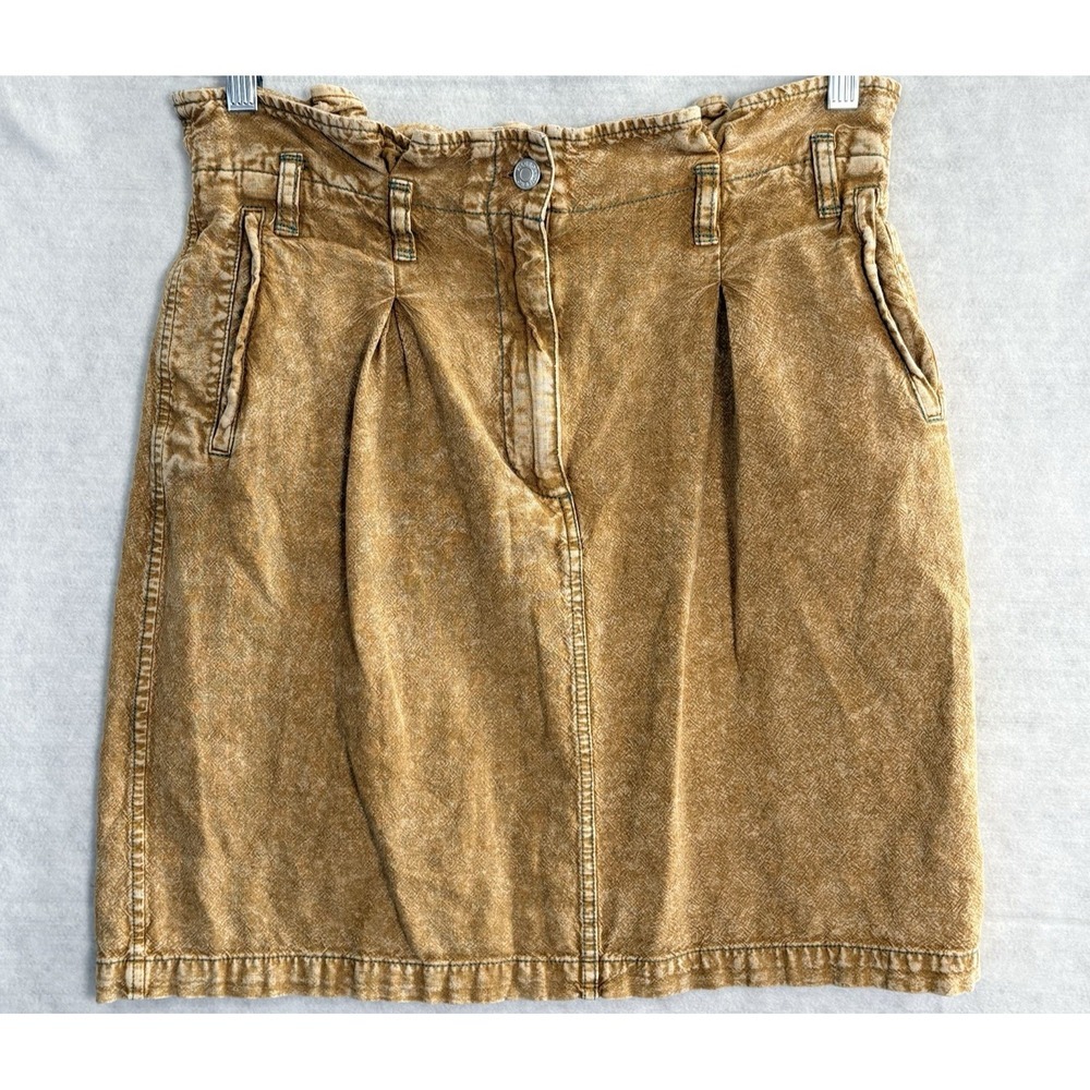 Anthropologie PILCRO Women‎ Paperbag Waist Mini Skirt Sz 8 Gold Brown hb-13